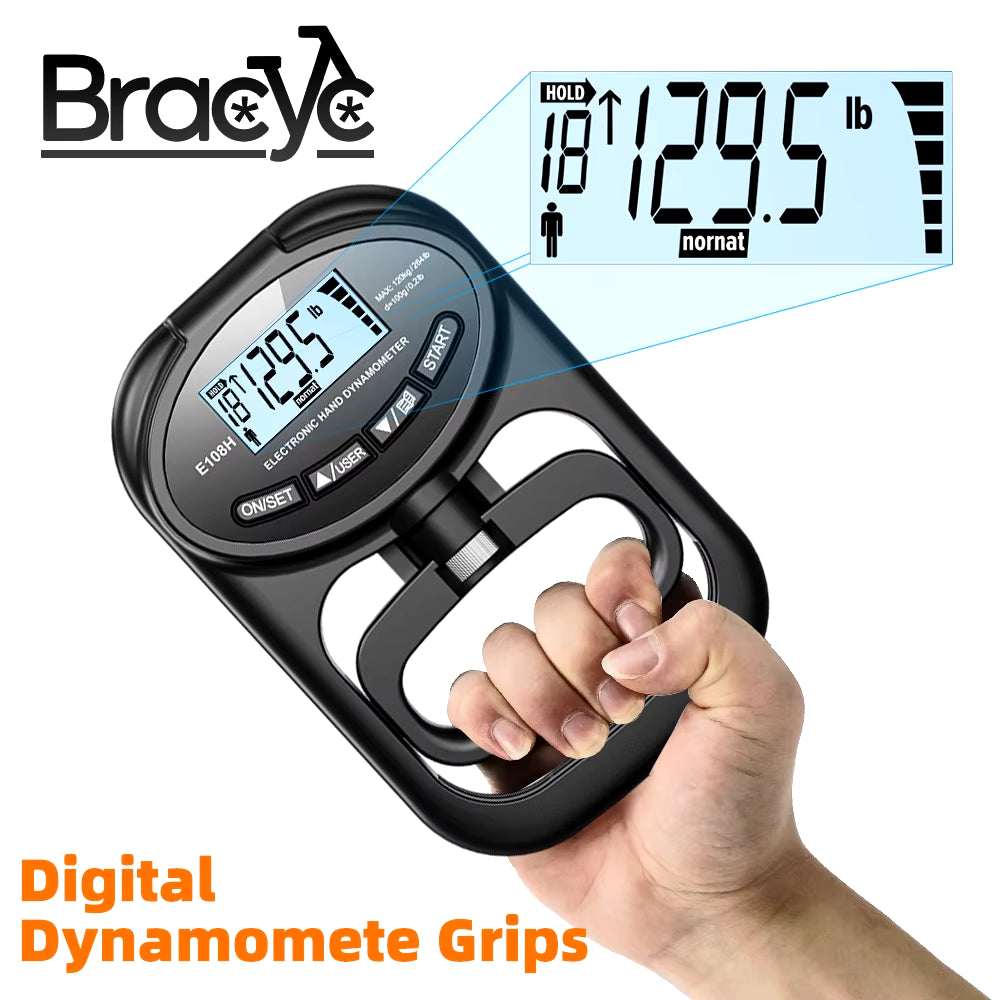 265 Lbs Digital Hand Dynamometer Grips Strength Trainer Electronic Tester Meter Gauge Measurer USB LCD Screen Sport Home School